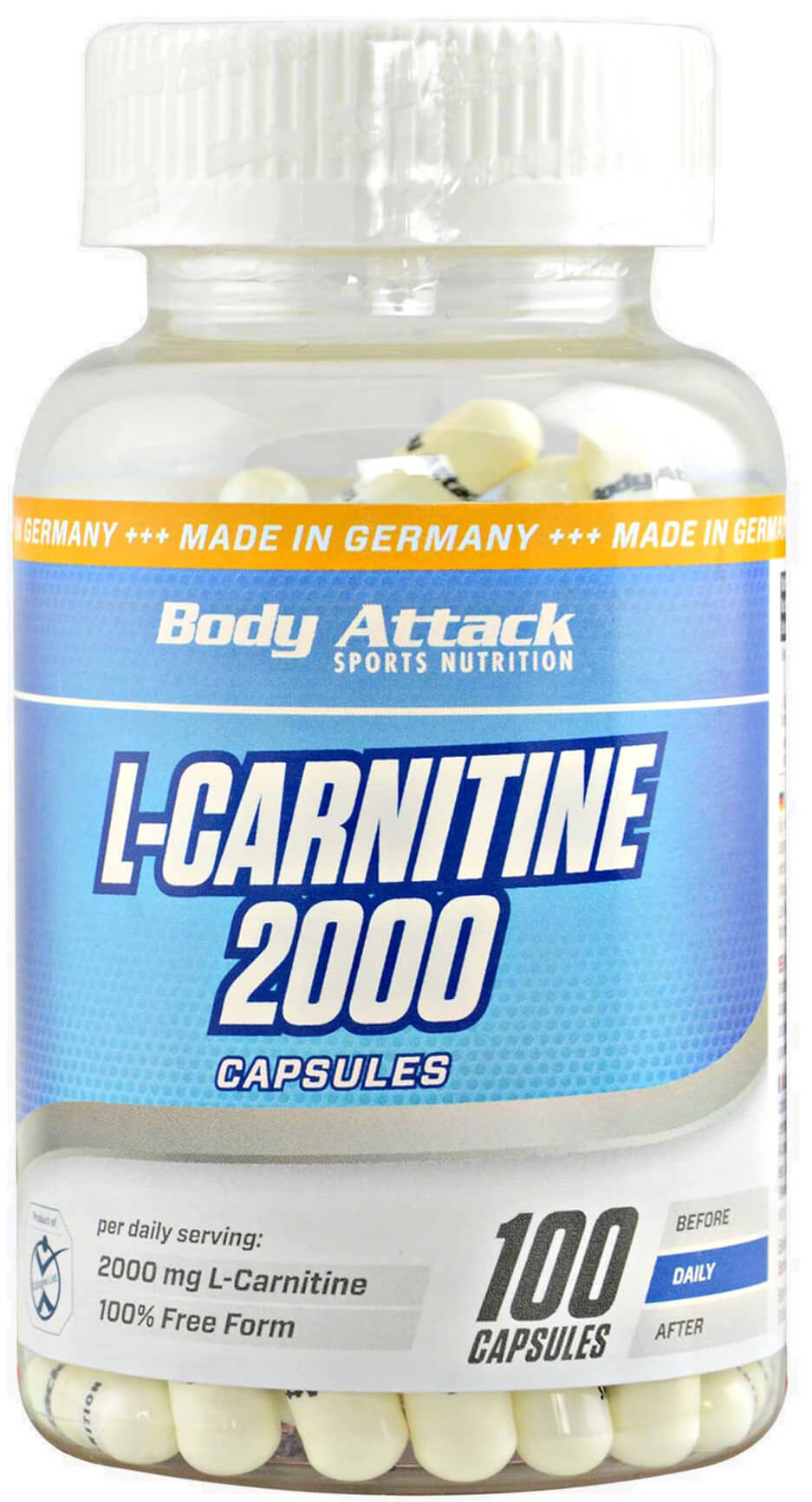 Body Attack L-Carnitine Kapseln für Sportler 1000 KAP